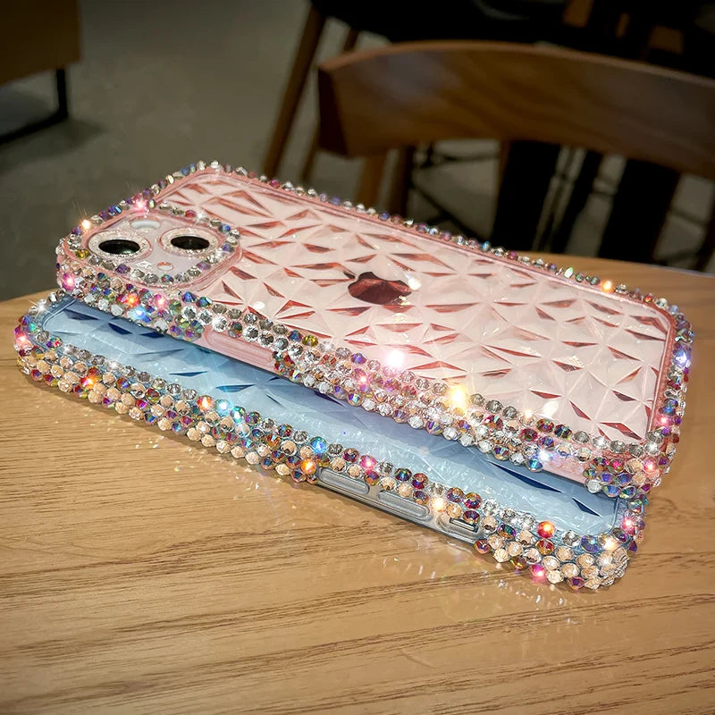 Fashionable Glitter & Diamond Transparent Soft Case For iPhone. All models are available.